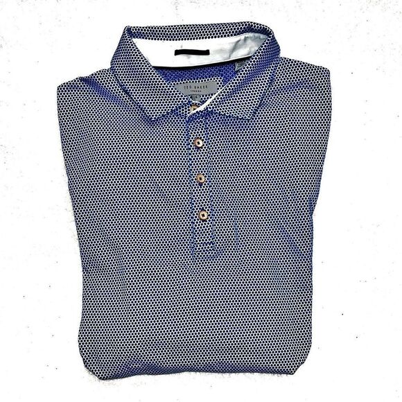 NWOT Ted Baker London Blue Dot Short Sleeve Polo Mens Size 4 40 chest M - Picture 1 of 6